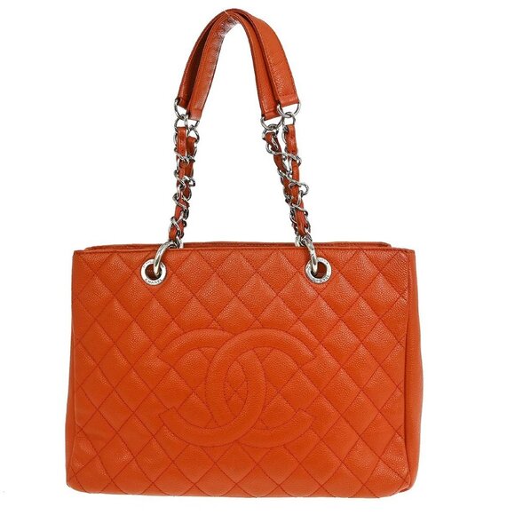 Chanel Orange Calfskin Grand Shopping Tote GST Chain Handbag NQ00883 - Picture 1 of 9
